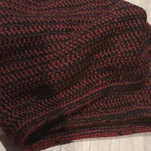 Free w purchase 225 $up, knit chenille Infiniti scarf black  burgundy wine